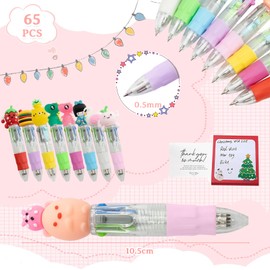 Scettar 65Pcs Mini Multicolor Pen in One 4-in-1 Cute Pens for Kids, Ballpoint Pens for Birthdays and Children's Parties, Fun Pens Bulk Gifts Assorted Ink Kawaii Pens