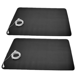 EASYMALL Grounding Mat for Feet, 24" x 16" Earthing Mat Grounding Pad for Feet, Conductive Carbon Pad with 16ft Grounding Cord, Anti-Slip PU Leather Grounding Mat for Sleep 2 Pack