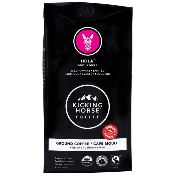 Kicking Horse Coffee, Hola, Light Roast, Ground, 10 oz - Certified Organic, Fairtrade, Kosher Coffee