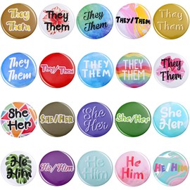 Pronoun Badges Pins Gender Identity Pins They/them,she/her, He/him Pronoun Pin Buttons, Multiple Colors(20 Pieces)