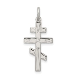 Jewelry Stores Network Solid Flat Back Eastern Orthodox Cross Pendant In 925 Sterling Silver 29 mm x 15 mm