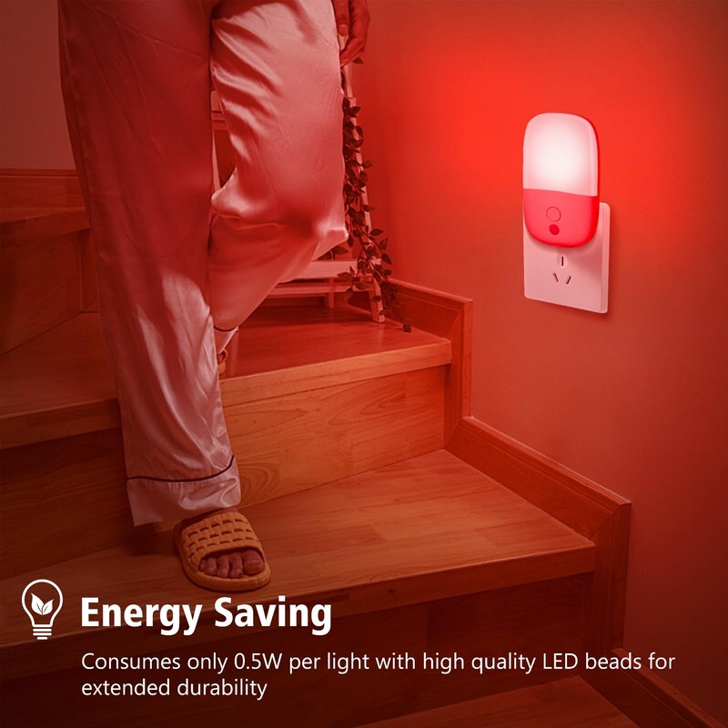echosari LED Red Night Lights Plug into Wall, 2 Pack