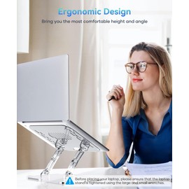 Lpoake 2 Pack Acrylic Laptop Stand for Desk, Adjustable Ergonomic Laptop Riser, Portable Foldable Computer Stand, Compatible with 10 to 15.6 Inches Notebook and MacBook, Clear