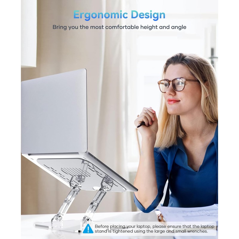 Lpoake 2 Pack Acrylic Laptop Stand for Desk, Adjustable Ergonomic