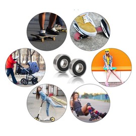 Pack of 30 608 ZZ Ball Bearings, 608zz Metal Double Shielded Miniature Deep Groove Ball Bearings (8 mm x 22 mm x 7 mm) for Skateboard Roller Inline Skates (Red, Black, Blue)