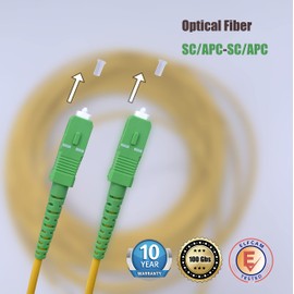Fibre Optic Cable SC/APC to SC/APC, Simplex Singlemode 9/125, Compatible with Fibre to the Home (FTTH, Fibre to the Home), yellow