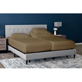 Rajlinen - Juego de sábanas divididas para cama de algodón ajustable, juego de sábanas de 5 piezas, sábanas de algodón egipcio de 600 hilos, sábanas de lujo, bolsillo de 16 pulgadas de profundidad, 2