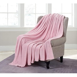 Home Beyond & HB design - Flannel Fleece Throw Blanket - Ultra Soft Cozy Warm Plush Lightweight Microfiber Blankets Throws for Sofa Couch Bed - Gift for Men Women Kids - (Pink, 50x60-Inch)