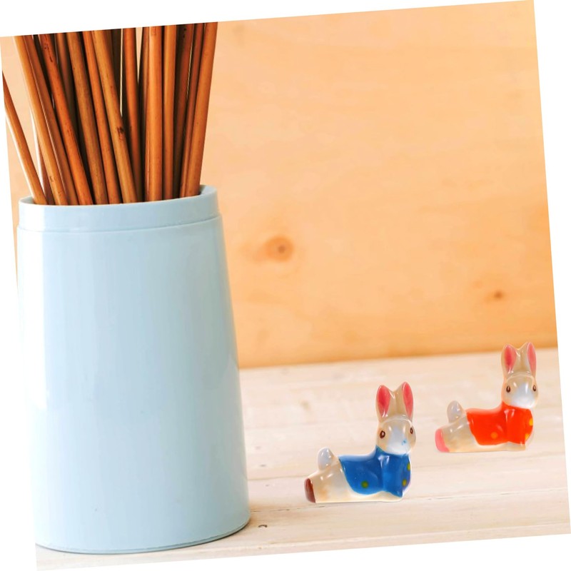 RORPOIR 5Pcs Cute Rabbit Ceramic Chopstick Holder Set Decorative Animal