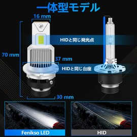 Fenikso D2S LED Headlight, Explosive Light, White, 6500K D2R LED Pon, Double Sided Luminous, Fan Included, No Wiring, No Processing Required, Genuine Replacement, Built-in Canceller, DC12V, 2 Pack