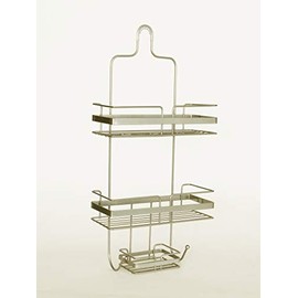 AQ Hanging Shower Caddy, Extra Wide Bathroom Organizer for Shampoo, Conditioner & Soap with Multi-Functional Hooks - Matte Nickel