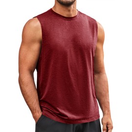 Runcati Mens Sleeveless Tank Tops Workout Athletic Muscle Shirt Casual Summer Beach T Shirts Wine Red