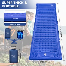 HiiPeak Strong Support Camping Mat, Inflatable Sleeping Mattress 3.9 Inch Thickness Sleeping Pad with Pillow, Quick Inflation Ultralight Portable Camping Sleeping Bed for Backpacking, Hiking, Picnic