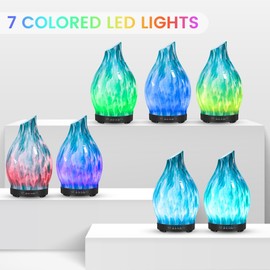 JOYOLO Essential Oil Diffuser, 120ML Glass Aromatherapy Diffuser with Auto Shut-Off and 7 Color LED Lights, Ultrasonic Mist Humidifier with 4 Timer for Home Office Bedroom (Blue Mountain)
