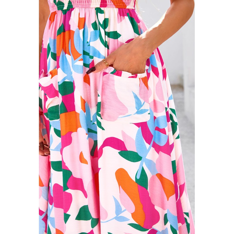 PRETTYGARDEN Womens Summer Dresses 2025 Casual Spaghetti Strap Ruffle Smocked