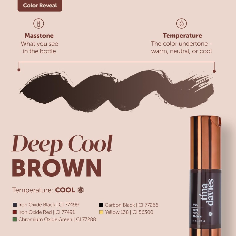 Tina Davies FADE Eyebrow Pigments, Deep Cool Brown 15ml