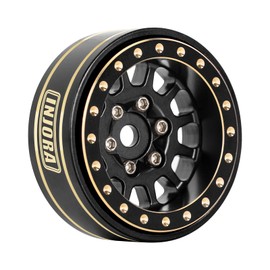 INJORA 1.0 Plus Brass Beadlock Wheel Rims 4PCS 12-Spoke Wheels for TRX4M SCX24 FCX24 1/24 1/18 RC Crawler, 42g/pcs(Black)
