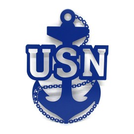 Metal US NAVY Chief Fouled Anchor 12 Inches Tall (Blue)