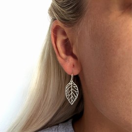 Silverly Women's 925 Sterling Silver Filigree Leaf Design Dangle Earrings