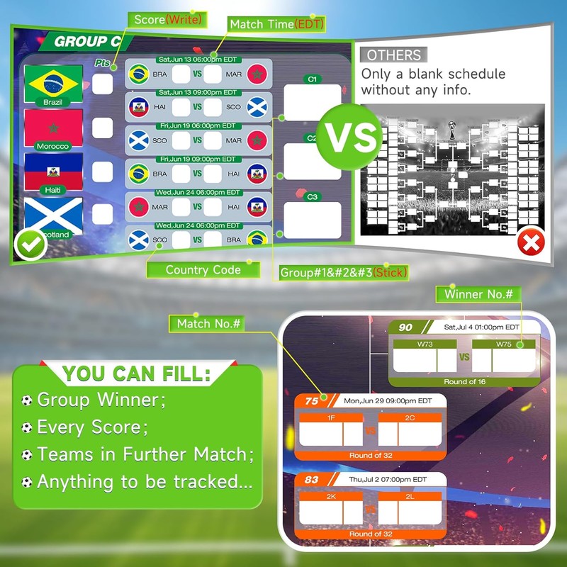 2026 World Soccer Tournament Extra Large Schedule Poster Set (43"