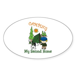 CafePress Camping My Second Home Sticker Oval Car Bumper Sticker(10-Pack)
