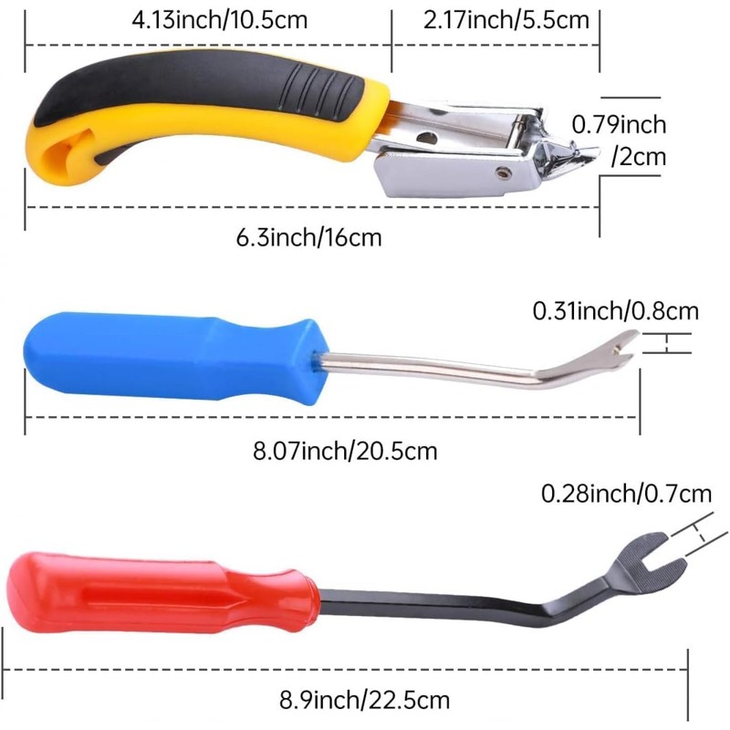 Upholstery Staple Remover and Tack Lifter Tool Set, 3 Pcs