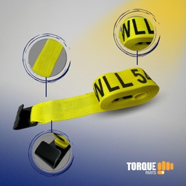 TORQUE 10 Pack of Heavy Duty Winch Straps 4 Inch x 30 Ft Tie-Down Cargo Control Straps for Flatbed Trailer Trucks