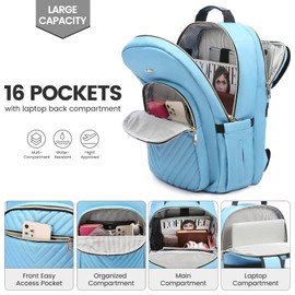 LOVEVOOK Laptop Backpack for Women 15.6 inch,Cute Womens Travel Backpack Purse,Professional Laptop Computer Bag,Waterproof Work Business College Teacher Bags Carry on Backpack with USB Port,Angel Blue