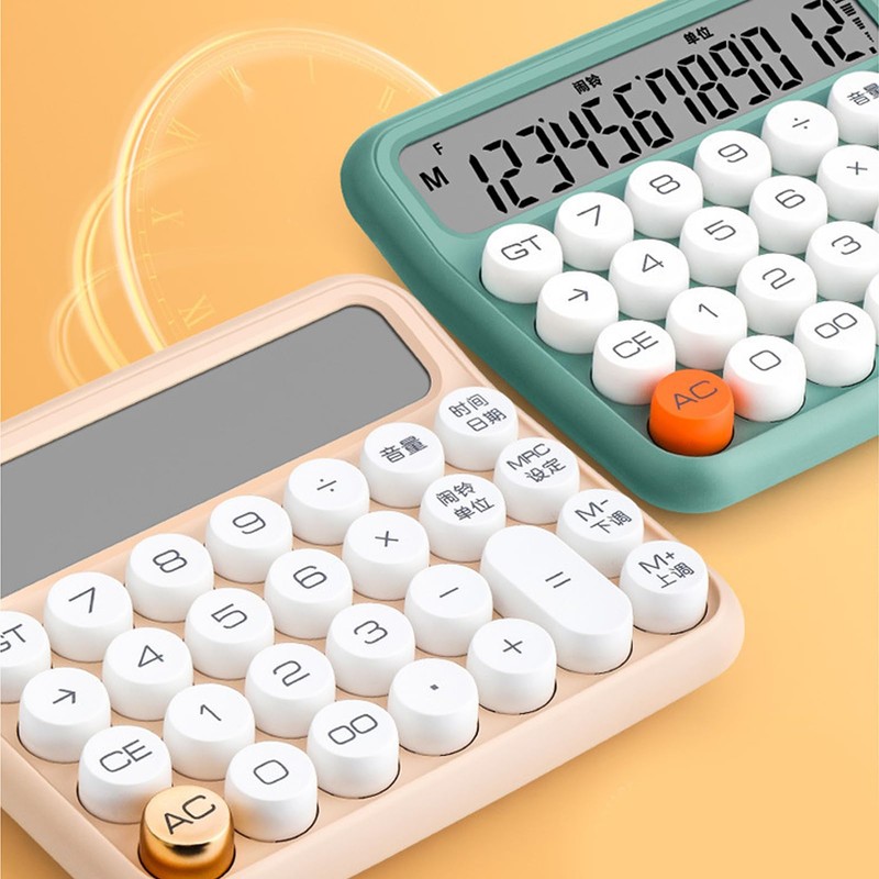 Desktop Calculator Mechanical Switch Calculator Anti-slip 12 Digits Large LCD