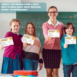 WALENGIF 50Pcs Teacher Mail Notes to Parents, Boho Rainbow Happy Mail Postcards