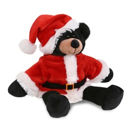 DolliBu Santa Long Leg Black Bear Stuffed Animal Plush Toy - Super Soft Animal Dress Up with Red Santa Claus Outfit, Holiday with Name Personalization - 10.5 Inches