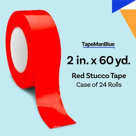 Red Stucco Tape, Case of 24 Rolls, 2 Inch x 60 Yards, UV Resistant Polyethylene Tape