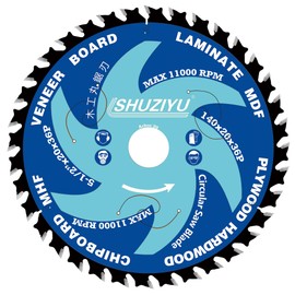 SHUZIYU 5-1/2"(140mm)-36T, Circular Saw Blade, Arbor 20mm with 5/8"-1/2"-10mm-3/8“ Washer, for Laminate, Veneer Board, Plywood, Hard Wood, MDF and HDF Cutting