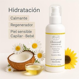 Aceite Aclarante Premium con Manzanilla, Coco Fraccionado y Girasol Para Cabello, Rostro, Cuerpo, Bebés, Compatible con Aparatología, Cosmetología - 2