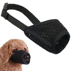 Dog Muzzle Soft Mesh Muzzle - Adjustable Breathable Dog Muzzle, Dog Mask, Mouth Cover for Anti-Biting Anti-Barking, Allows Panting Drinking (Black, Size S)