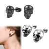 2 Pairs Skull Ear Piercing Men's Earrings Skull Stud Earrings
