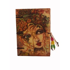 Purpledip Vintage Diary 'The Enchantress': Handmade Paper Journal with Beaded String Closure (11307)