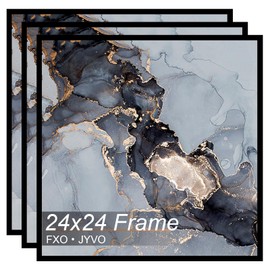 Fxojyvo 24x24 Frame Set of 3, Black Picture Frame for 24 x 24 Square Picture Poster Photo, Light Weight and High Transparent 24 by 24 Frame for Wall - 3 Pack/Black/24 x24