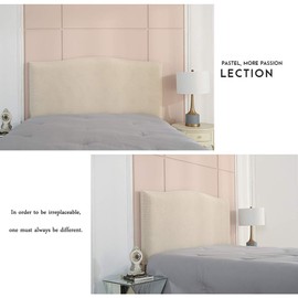 WINS Headboard Cover Stretchy Dust Cover Heavy Duty Headboard Decoration Bedroom Beige