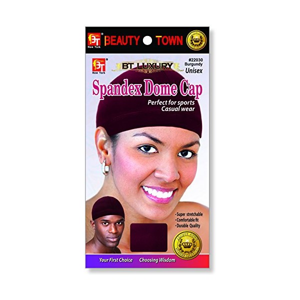 Beauty Town Spandex Dome Cap 22030 Burgundy 2 Pack