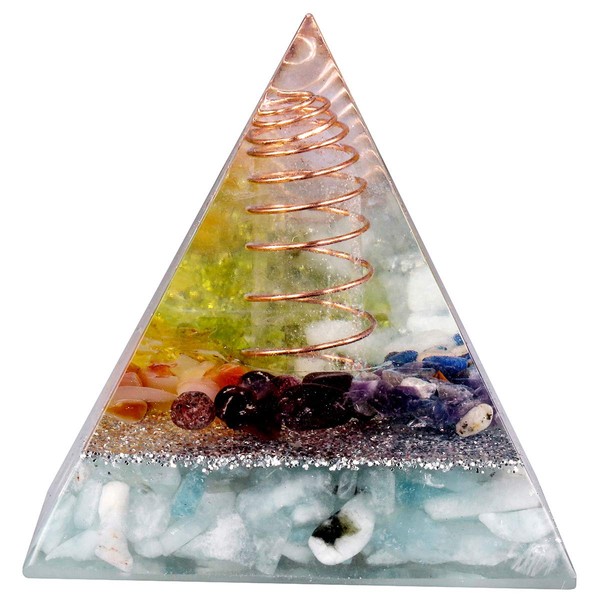 mookaitedecor Healing Stone Crystal Pyramid with Ocean Kyanite, Positive Energy Pyramid for EMF Protection Meditation / Yoga / Healing Chakra / Home Decor 50 mm