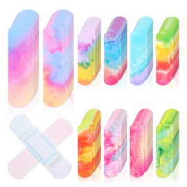 120 Pcs Kids bandaids Bulk Flexible Waterproof Breathable Tie Dye Cute Cartoon Colorful bandaids Repair Tape Knuckle Stickers Protection Care for Girls Boys Children Toddlers Cuts Scrapes Burns