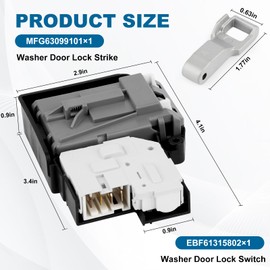 EBF61315802 Washer Door Lock Switch MFG63099101 Washer Door Lock Strike Assembly, Compatible with L-G Ken-More Washing Machines, Replacements for WM3770HVA WM8000HVA 79641162411 79641282310, 2 Packs