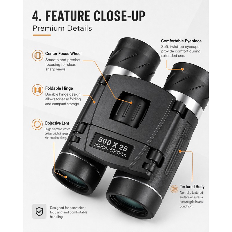Compact 8x21 Binoculars for Travel & Birdwatching – Lightweight Folding