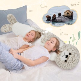 Tezituor 39 inch Giant Seal Stuffed Animal, Long Seal Plush Body Pillow, Hugging Soft Stuffed Ocean Seal Plush for Sleeping Kids Girlfriend