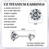 Round Cubic Zirconia Stud Earrings for Women Girls, 4mm Birthstone