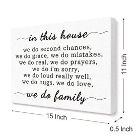 LISTNGBO In This House Canvas Wall Art,We Do Family House Quotes Canvas Painting Wall Decor for Home Farmhouse Bedroom
