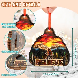 Believe Bigfoot Ornaments 2-Layer Wooden Hanging Ornament for Sasquatch Lovers Laser-Cut Christmas Tree Decor