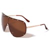 Polarized Round Studded Frame Oversized One Piece Shield Lens Sunglasses