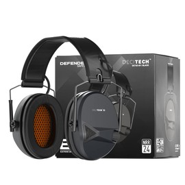 Defender Safety Decitech E1 Electronic Active Hearing Protection, Shooting, Range, Hunting, Tactical Earmuffs, 24 NNR Rated. (Black)